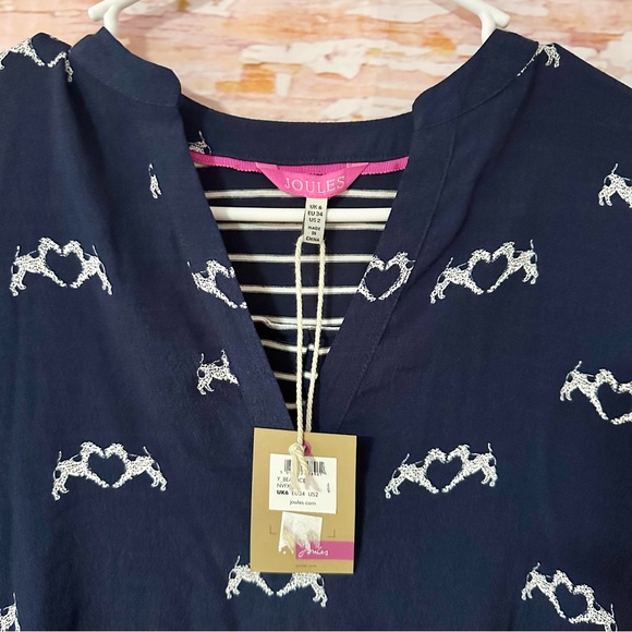 NEW Joules Beatrice Navy Mixed Pattern Top - Picture 4 of 8